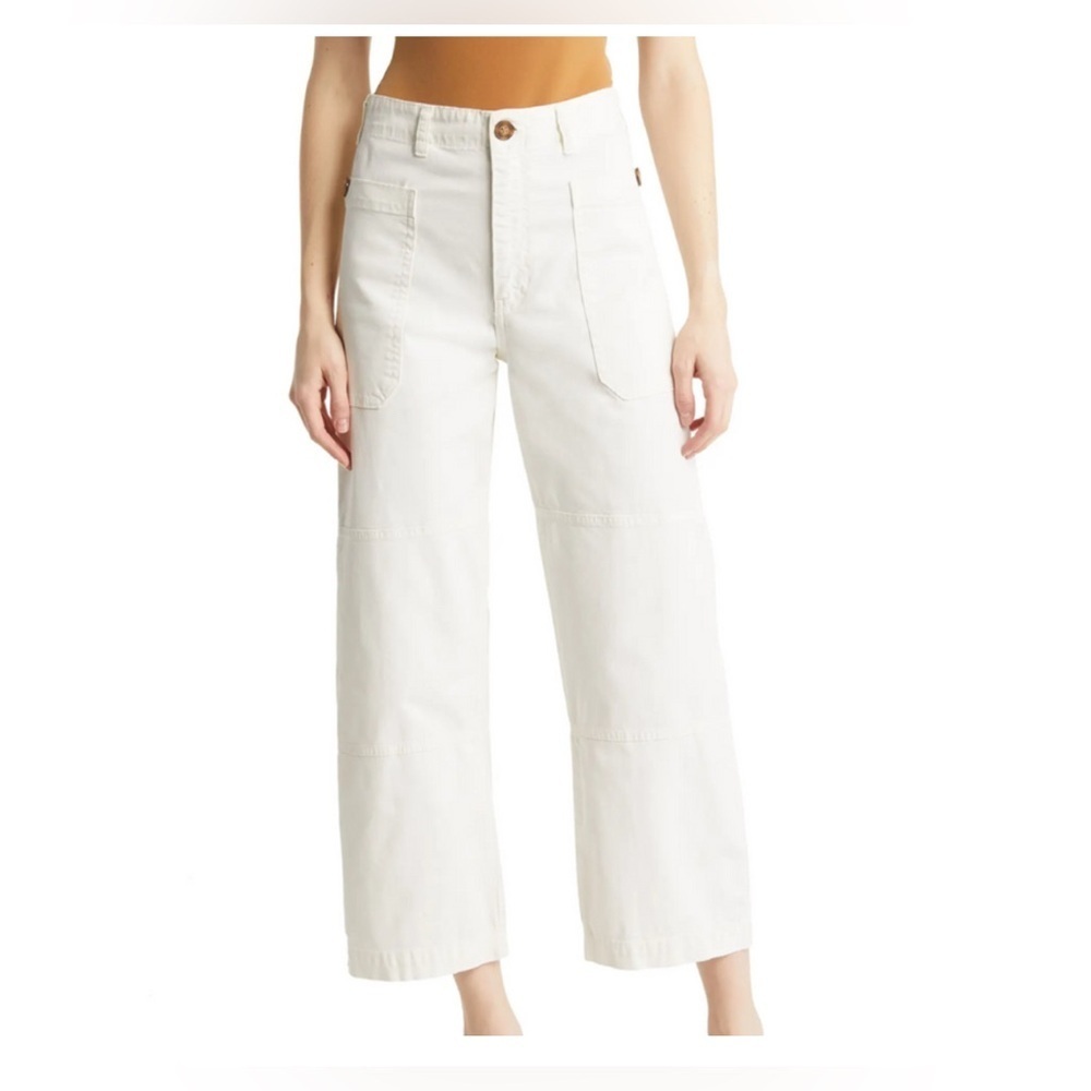 Frame Pants Womens 28 Oversized Pocket Utility In Blanc Cream Baggy Cropped - Picture 2 of 8